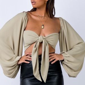 Princess Polly Ortona top moss green